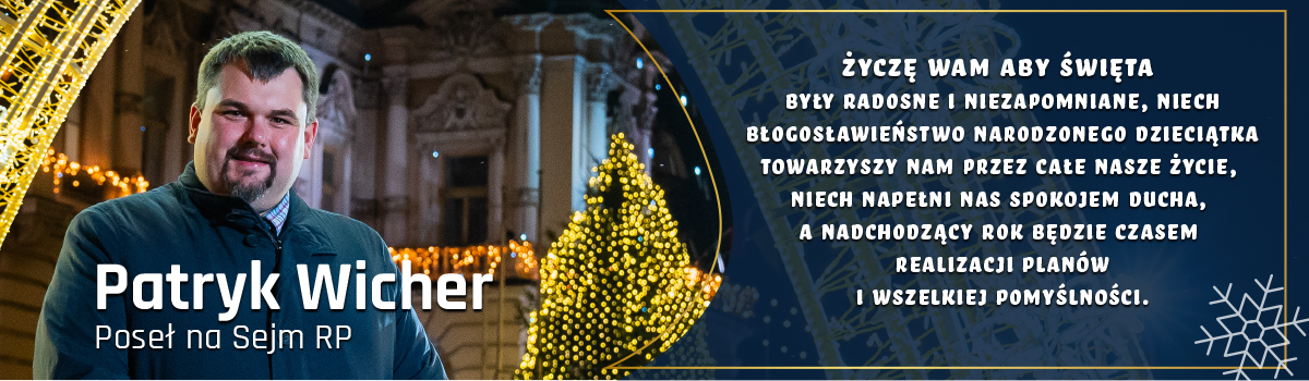Poseł Patryk Wicher - życzenia Boże Narodzenie 2023